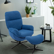 Load image into Gallery viewer, Modern Swivel Rocking Chair and Ottoman Set with Aluminum Alloy Base-Blue