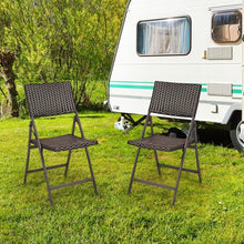 Load image into Gallery viewer, Set of 2 Patio Rattan Folding Portable Dining Chairs
