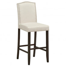 Load image into Gallery viewer, 29" Bar Height Set of 2 Nailhead Bar Stools with Rubber Wood Legs-Beige