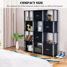 Load image into Gallery viewer, 4-Tier Storage Shelf Display Bookcase with 6 Doors-Black