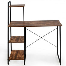 Load image into Gallery viewer, Computer Desk with Shelves Study Writing Desk Workstation Bookshelf-Brown