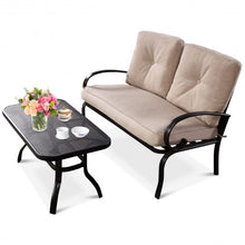 Load image into Gallery viewer, 2 pcs Patio Outdoor Cushioned Coffee Table Seat-Beige