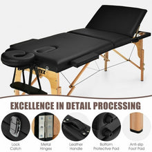 Load image into Gallery viewer, 3 Fold 84" L Portable Adjustable Massage Table with Carry Case-Black