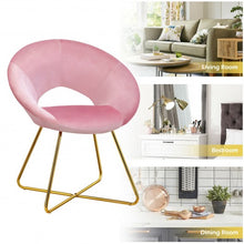 Load image into Gallery viewer, Modern Accent Velvet Dining Arm Chair w/ Golden Metal Legs and Soft Cushion-Pink