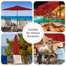 Load image into Gallery viewer, 10FT Patio Solar Umbrella LED Patio Market Steel Tilt W/ Crank Outdoor New-Burgundy