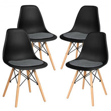 Load image into Gallery viewer, 4Pcs Mid Century Dining Chair with Linen Cushion-Black