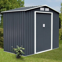 Load image into Gallery viewer, 9' x 6' Outdoor Storage Shed Tool House Sliding Door Steel-Gray