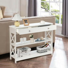 Load image into Gallery viewer, Console Accent Table with Drawer and Shelves -White