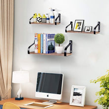 Load image into Gallery viewer, Set of 3 Wall Mount Floating Shelves Rustic Wood Storage Shelves