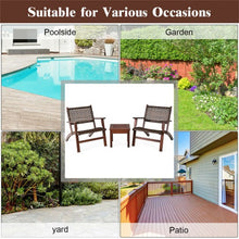 Load image into Gallery viewer, 3PCS Outdoor Wooden Patio Rattan Furniture Set
