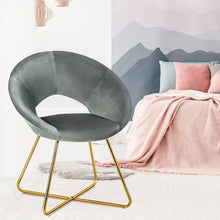 Load image into Gallery viewer, Modern Accent Velvet Dining Arm Chair w/ Golden Metal Legs and Soft Cushion-Gray