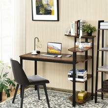 Load image into Gallery viewer, Computer Desk Writing Study Table with Storage Shelves Home Office Rustic Brown