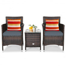 Load image into Gallery viewer, 3 pcs Outdoor Rattan Wicker Furniture Set-Gray