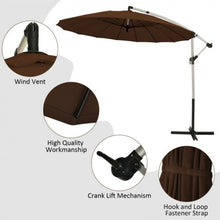 Load image into Gallery viewer, 10 Foot Patio Offset Umbrella Market Hanging Umbrella for Backyard Poolside Lawn Garden-Tan