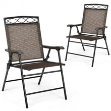 Load image into Gallery viewer, Set of 2 Patio Folding Chairs Sling Portable Dining Chair Set with Armrest