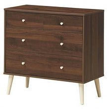 Load image into Gallery viewer, 4-Drawer Dresser Cabinet Storage Organizer Rubber Leg with Rail-Walnut