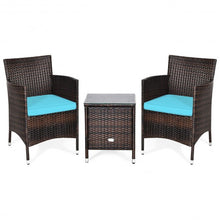 Load image into Gallery viewer, 3 pcs Outdoor Rattan Wicker Furniture Set-Blue