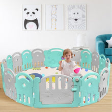 Load image into Gallery viewer, 18-Panel Baby Playpen with Music Box & Basketball Hoop-Gray