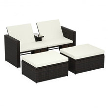 Load image into Gallery viewer, 3 pcs Outdoor Rattan Wicker Chaise Lounge Love Seat