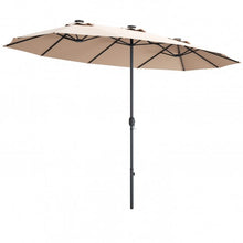 Load image into Gallery viewer, 15 Ft Patio LED Crank Solar Powered 36 Lights Umbrella-Beige