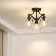 Load image into Gallery viewer, 3-Light Semi Flush Mount Ceiling Light with Vintage Clear Glass Pendant