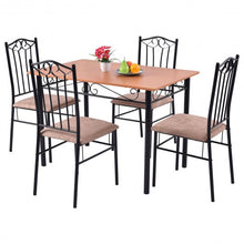 Load image into Gallery viewer, 5 pcs Dining Set Wooden Table and 4 Cushioned Chairs