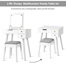 Load image into Gallery viewer, Vanity Table Set with Flip Top Mirror Makeup Dressing Table with Cushioned Stool