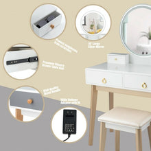 Load image into Gallery viewer, Set 3 Vanity Table Color Lighting Modes Make Up Table & Stool Set