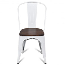Load image into Gallery viewer, 4 pcs Tolix Style Metal Dining Side Chair Stackable Wood Seat-White