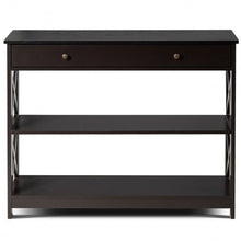 Load image into Gallery viewer, Console Table 3-Tier with Drawer and Storage Shelves-Espresso