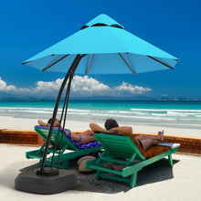 Load image into Gallery viewer, 11 Feet Outdoor Cantilever Hanging Umbrella with Base and Wheels-Turquoise