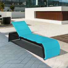 Load image into Gallery viewer, Patio Rattan Lounge Chair Back Adjustable Chaise Recliner w/Cushioned-Turquoise