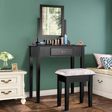 Load image into Gallery viewer, Vanity Dressing Table Stool Set with Large Makeup Mirror