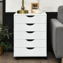 Load image into Gallery viewer, 5 Drawer Dresser Storage Cupboard Chest with Wheels for Home Office