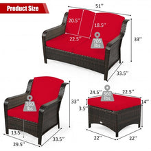 Load image into Gallery viewer, 5PCS Patio Rattan Sofa Set with Cushion and Ottoman