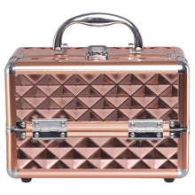 Load image into Gallery viewer, Beauty Cosmetic Makeup Case with Mirror & Extendable Trays-Golden