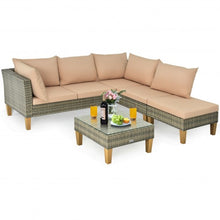 Load image into Gallery viewer, 4PCS Patio Rattan Furniture Set Cushioned Loveseat-Brown