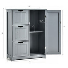Load image into Gallery viewer, Bathroom Floor Cabinet Side Storage Cabinet with 3 Drawers and 1 Cupboard-Gray