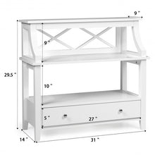 Load image into Gallery viewer, 3-Tier Storage Rack End table Side Table with Slide Drawer -White