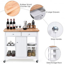 Load image into Gallery viewer, Rolling Kitchen Trolley Island Utility Cart Storage Shelf-White