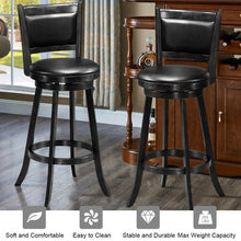 Load image into Gallery viewer, Set of 2 29" Swivel Bar Height Stool Wood Dining Chair Barstool-Black
