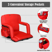 Load image into Gallery viewer, Stadium Seat Portable Chair with Backs and Padded Cushion-Red
