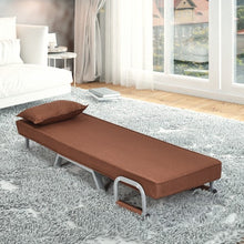 Load image into Gallery viewer, Folding 5 Position Convertible Sleeper Bed Armchair Lounge Couch w/Pillow-Coffee