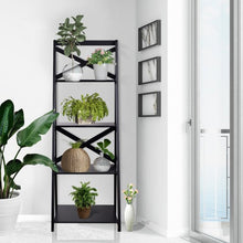 Load image into Gallery viewer, 4-Tier Leaning Free Standing Ladder Shelf Bookcase