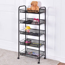 Load image into Gallery viewer, Black/Gray 5 Tier Storage Rack Trolley Cart-Black