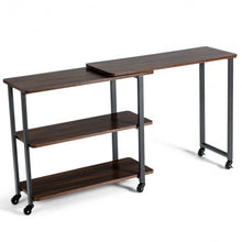 Load image into Gallery viewer, 360° Rotating Sofa Side Table with Storage Shelves and Wheels-Walnut