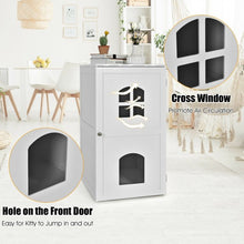 Load image into Gallery viewer, 2-Tier Hidden Cat House Enclosure Nightstand-White