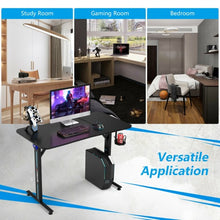 Load image into Gallery viewer, Home Office PC Computer Gaming Desk with LED Lignt and Gaming Handle Rack-Black