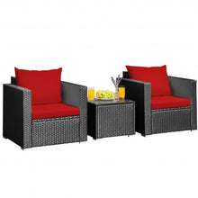 Load image into Gallery viewer, 3 Pcs Patio wicker Furniture Set with Cushion-Red
