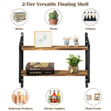 Load image into Gallery viewer, Wooden Wall-Mounted 2-Tier Floating Shelves
